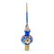 Royal Blue and Gold Floral Majesty Glass Christmas Tree Topper 11 Inches